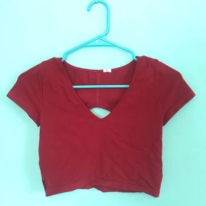 cropped red shirt